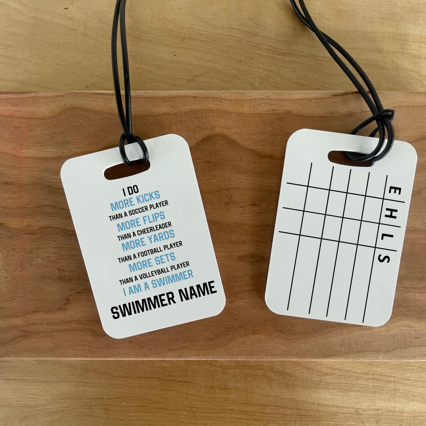 Reusable swim meet heat tag: I am a swimmer