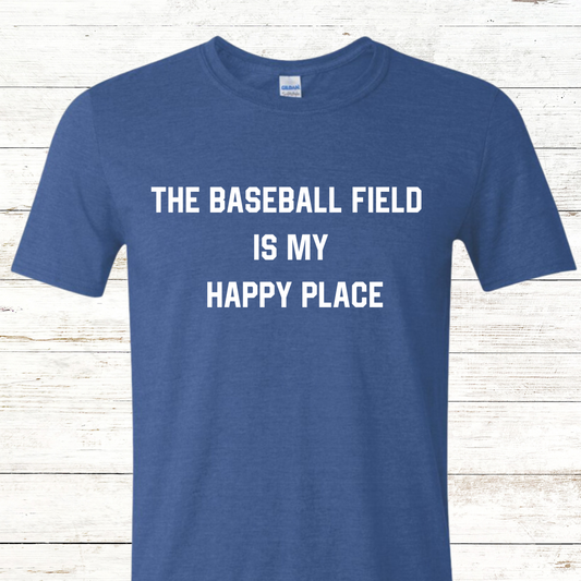 The Baseball Field is my happy place: Adult Crewneck with Back Personalization Option