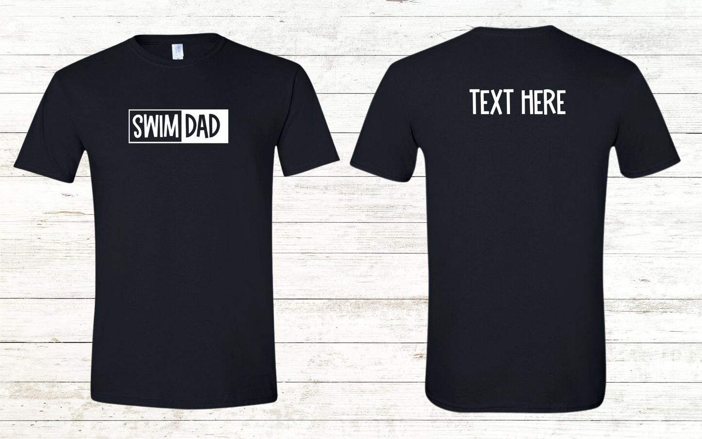 Swim Dad - White Text -  Adult Crewneck Tee