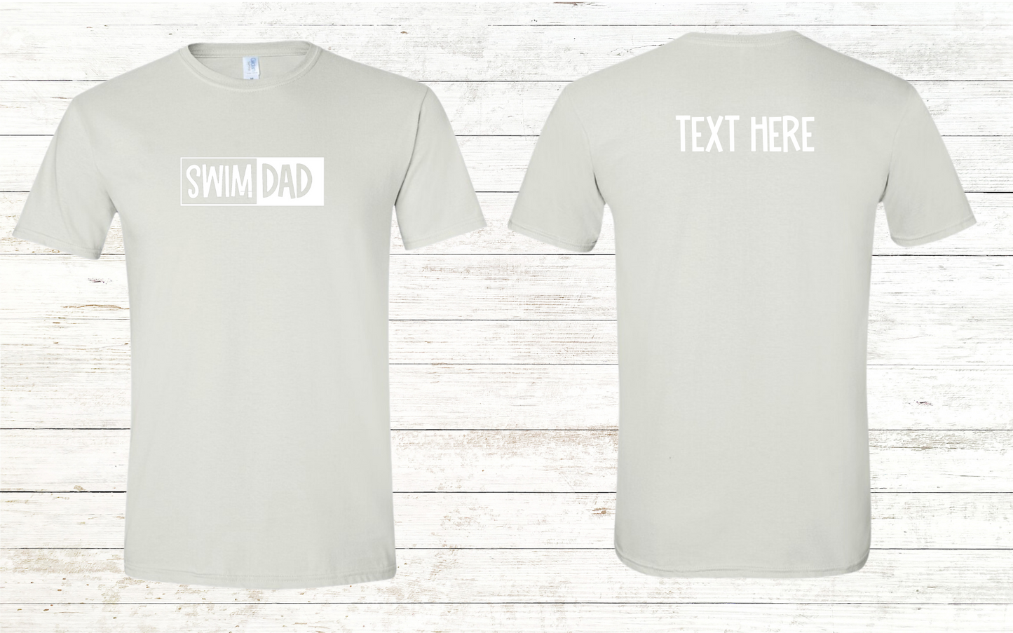 Swim Dad - White Text -  Adult Crewneck Tee