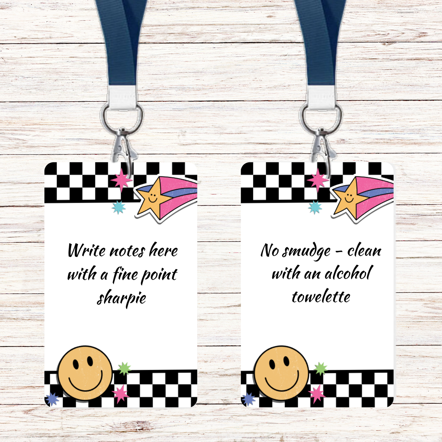 Checkerboard Happy Face Theme Classroom Hall Passes - 8 pack