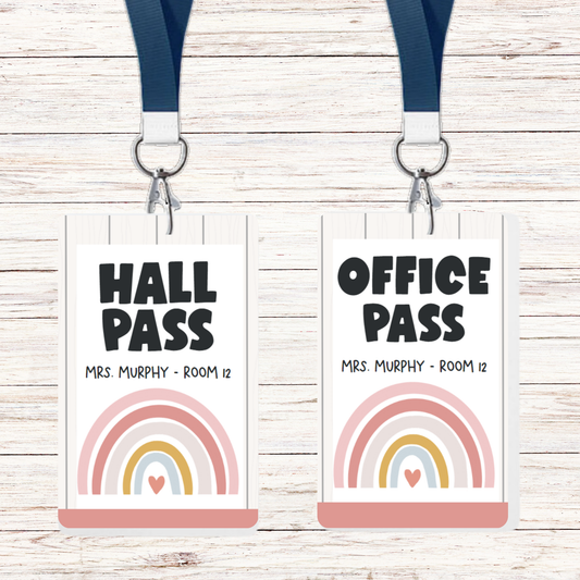 Boho Rainbow Theme Classroom Hall Passes - 8 pack
