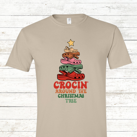 CLEARANCE: Crocin' Around the Christmas Tree- Adult Crewneck Tee (Size M)