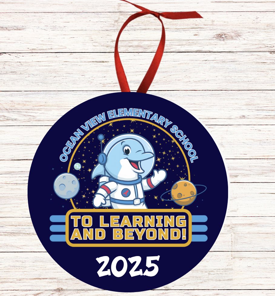 To Learning and Beyond Christmas Tree Ornament – Ocean View Elementary 2025–2026