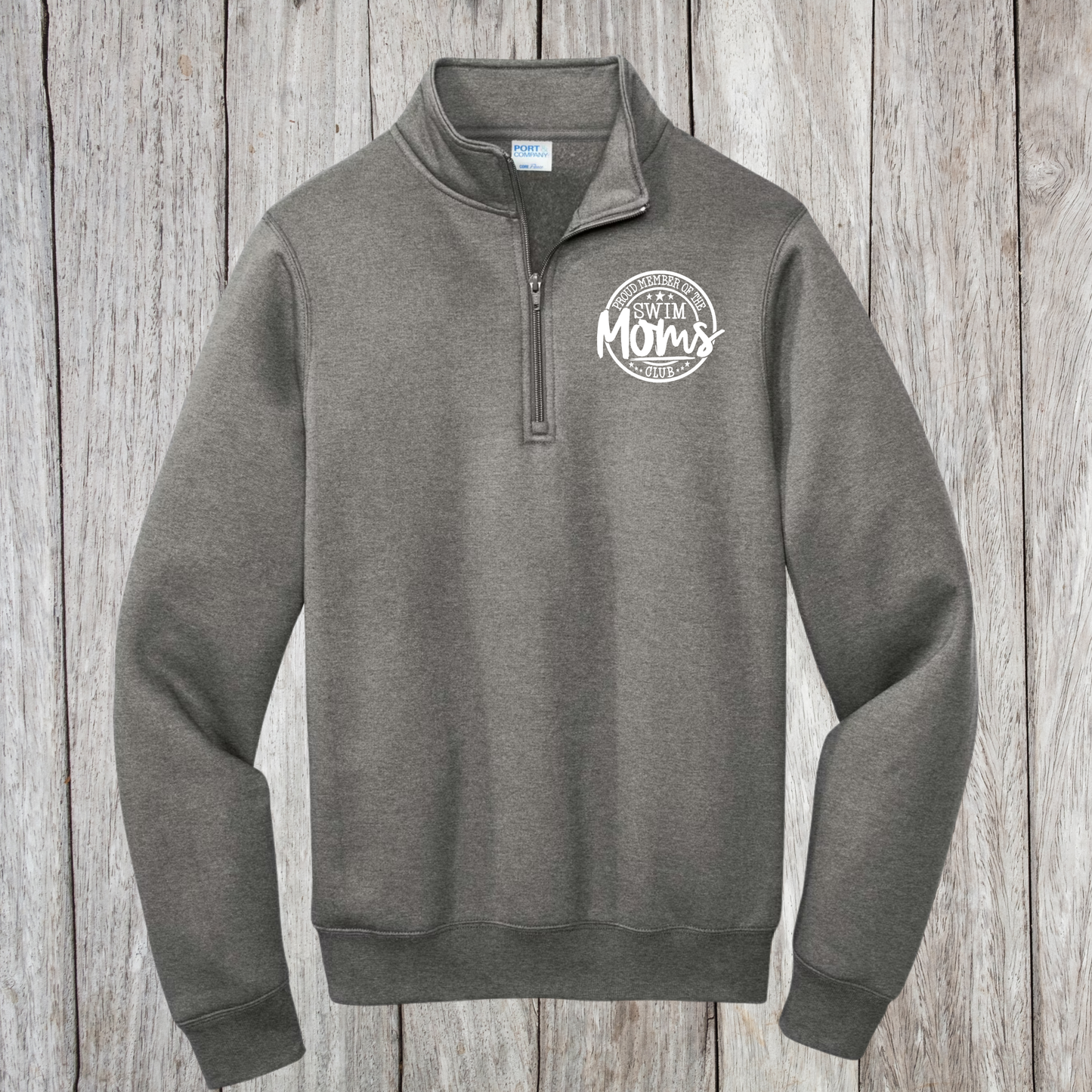 Swim Mom Dad Club Quarter Zip Pullover | Personalized Last Name Custom Apparel