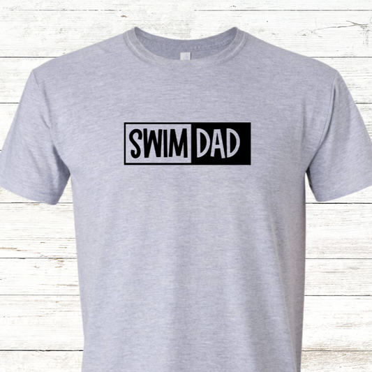 Swim Dad - Black Text -  Adult Crewneck Tee