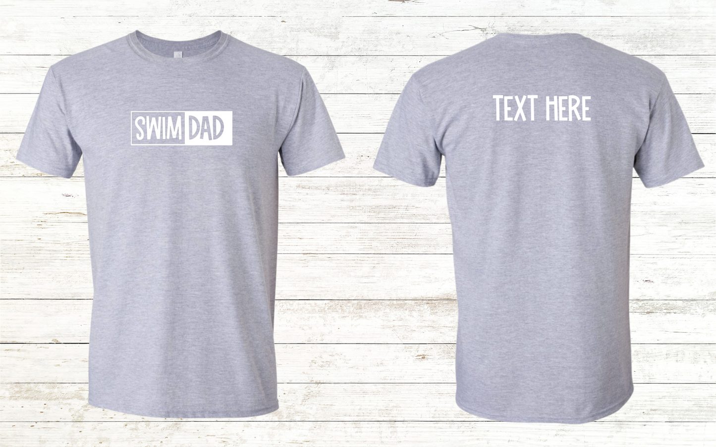 Swim Dad - White Text -  Adult Crewneck Tee