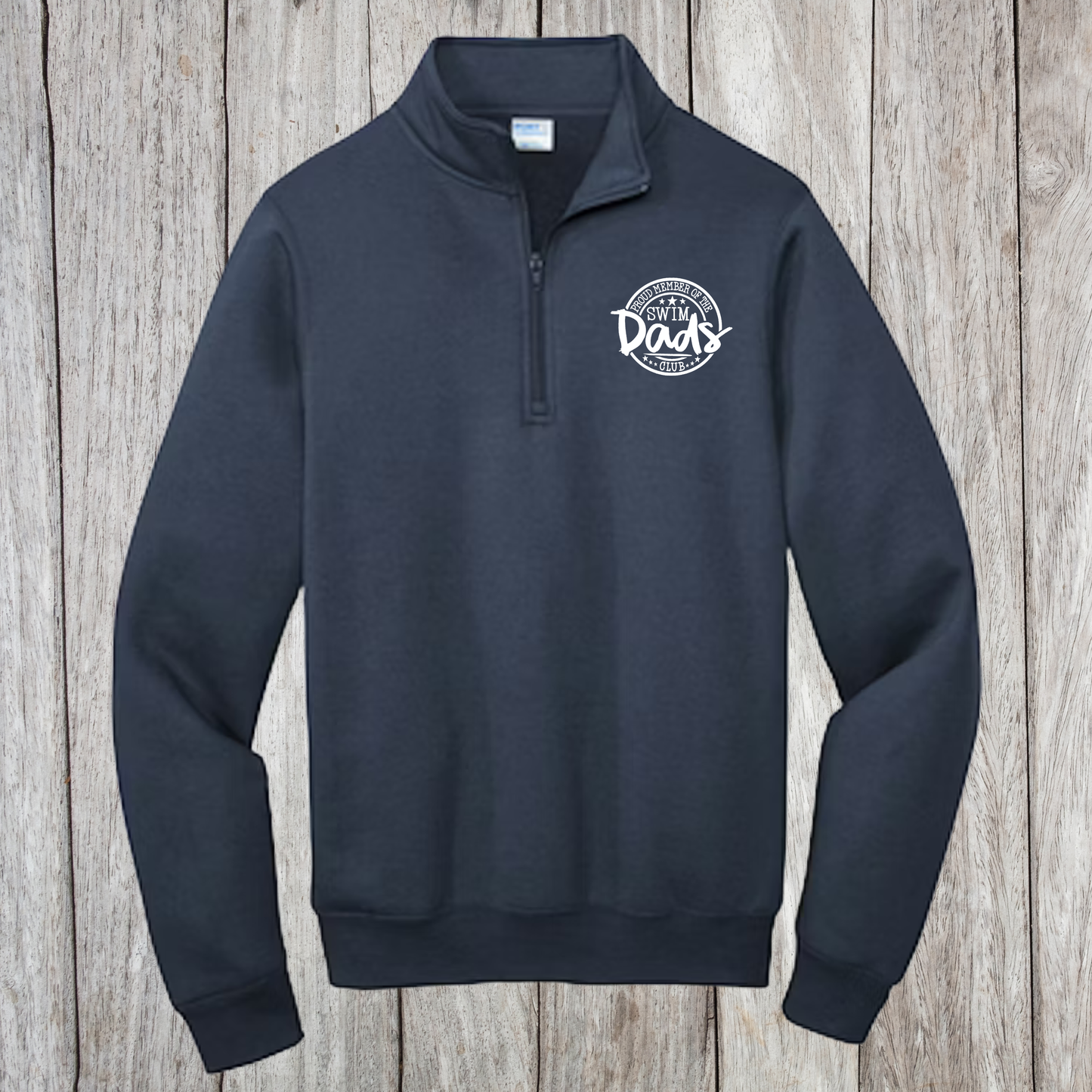 Swim Mom Dad Club Quarter Zip Pullover | Personalized Last Name Custom Apparel