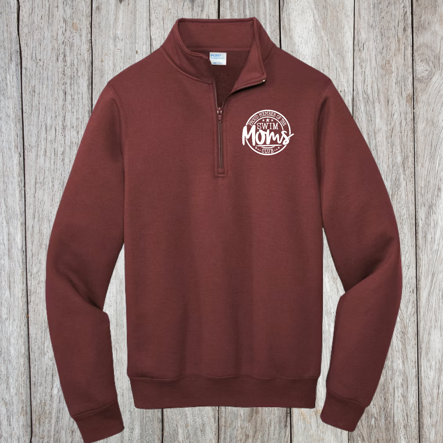 Swim Mom Dad Club Quarter Zip Pullover | Personalized Last Name Custom Apparel