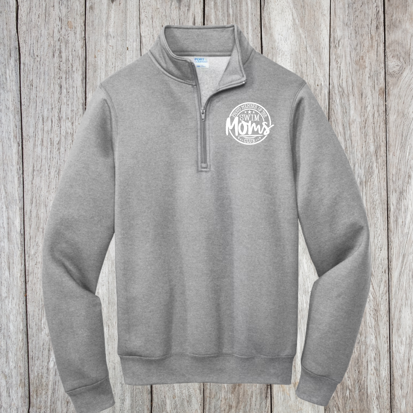 Swim Mom Dad Club Quarter Zip Pullover | Personalized Last Name Custom Apparel