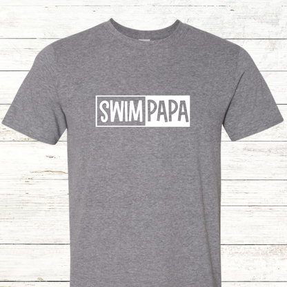 Swim Papa - White Text -  Adult Crewneck Tee