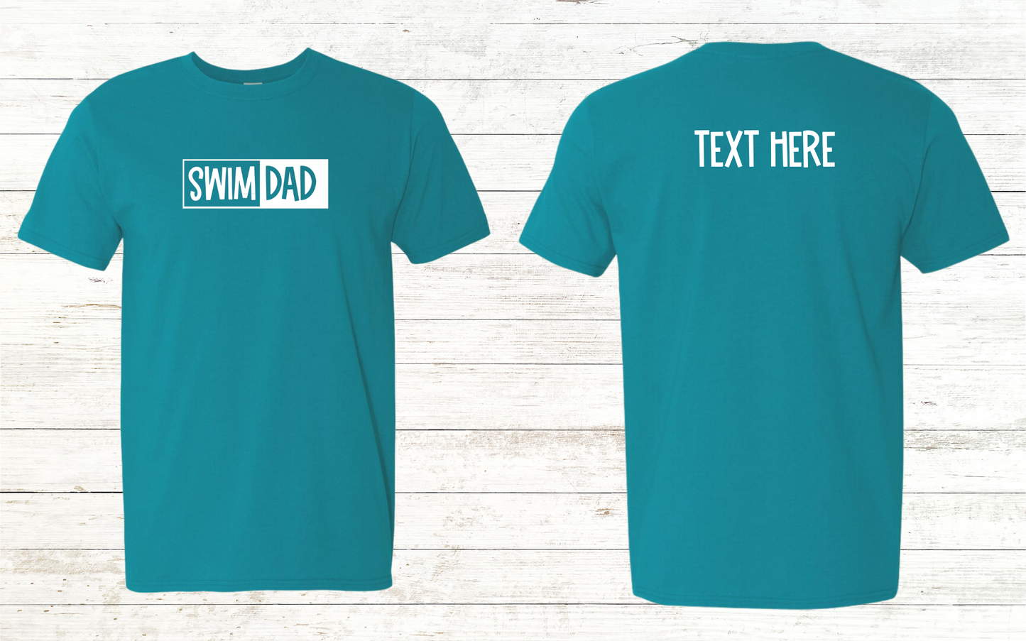 Swim Dad - White Text -  Adult Crewneck Tee