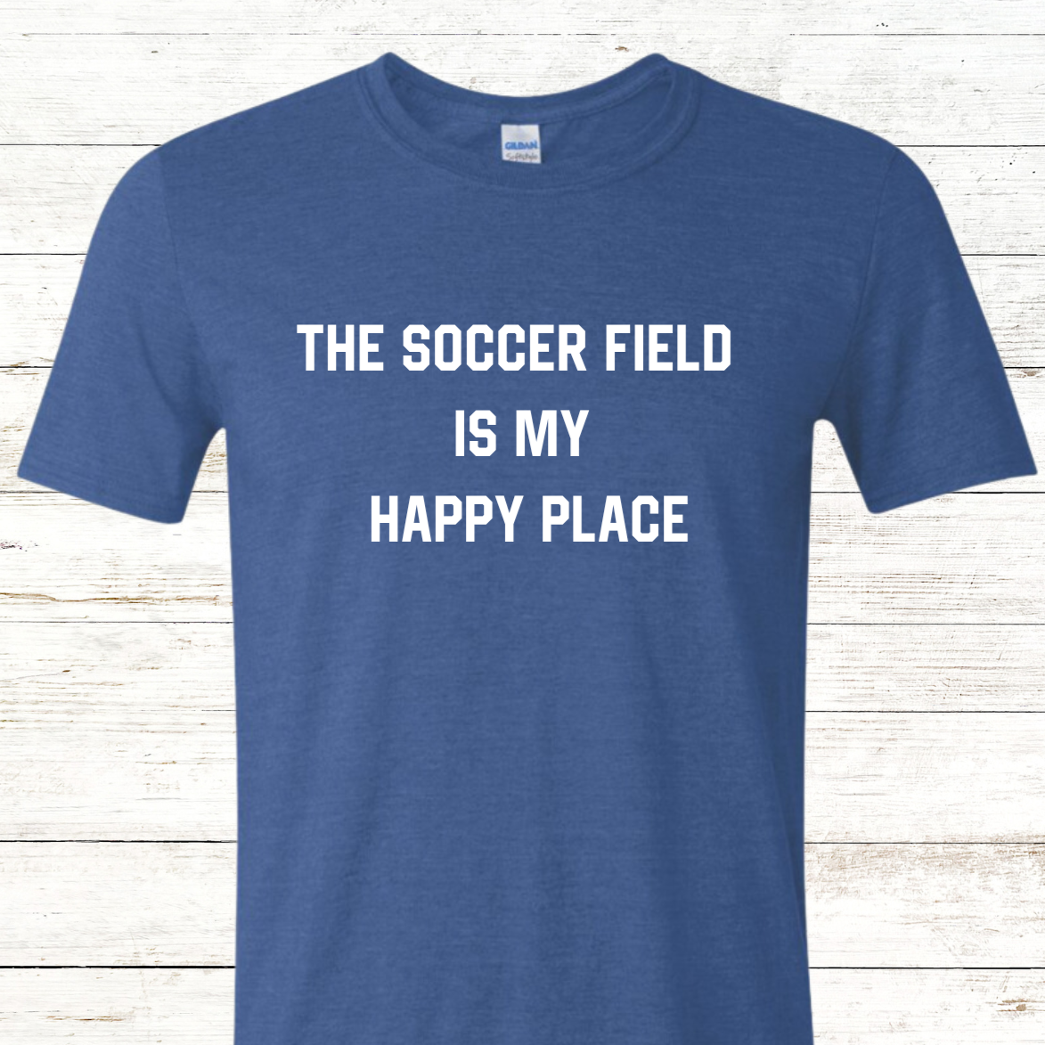 The Soccer Field is my happy place: Adult Crewneck with Back Personalization Option