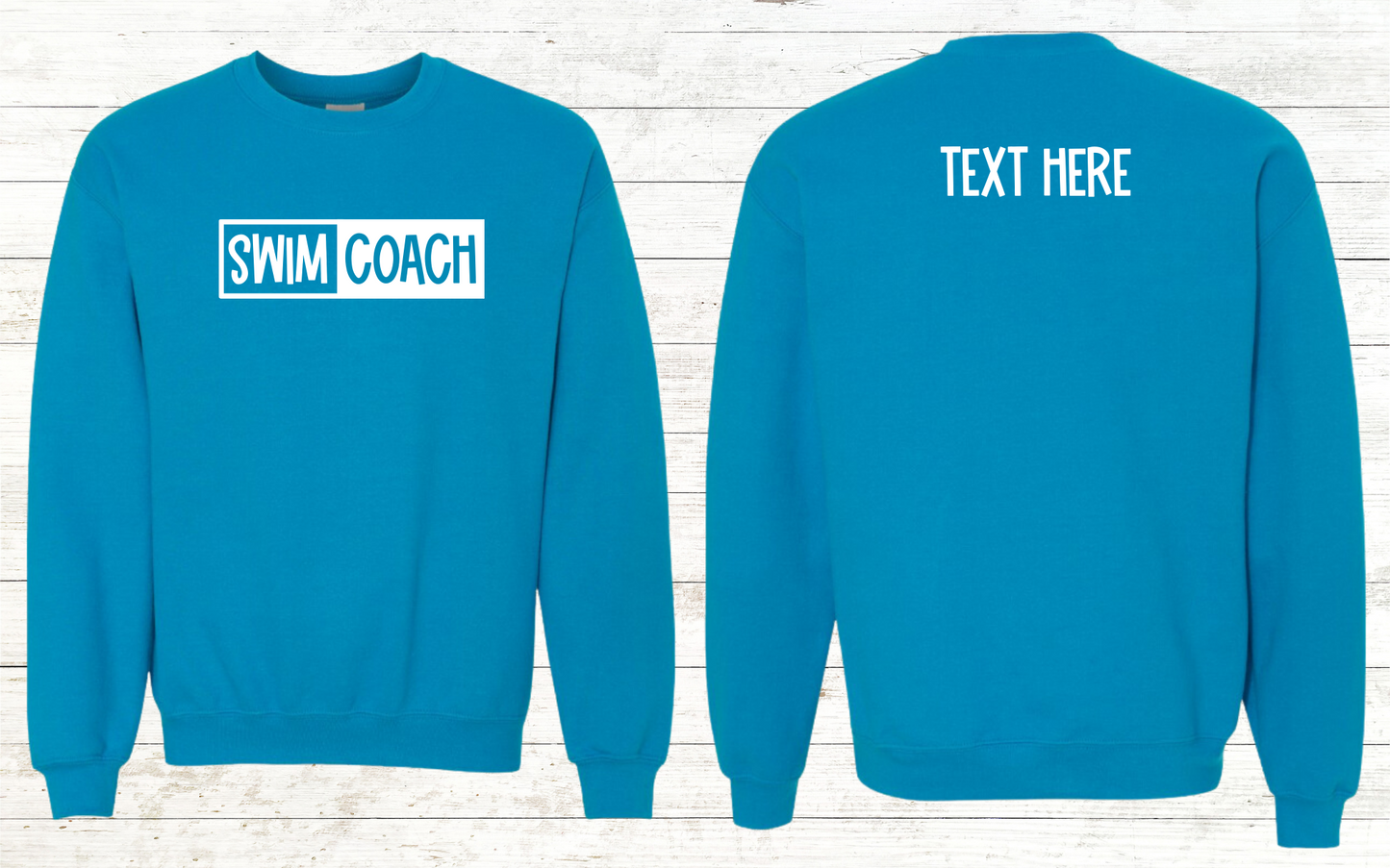 Swim Coach - White Text - Adult Sweatshirt - Personalized