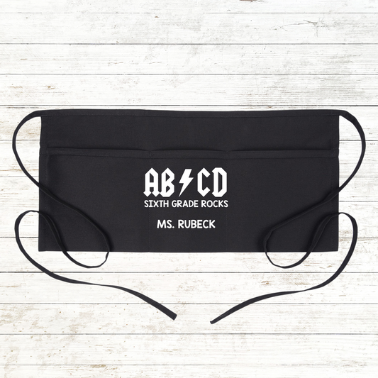 Personalized Teacher Apron with pockets: ABCD First Grade Rocks