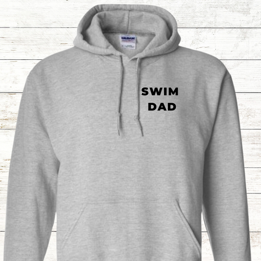 Swim Dad Club - Official Member - Back Design  - Adult Hooded Sweatshirt