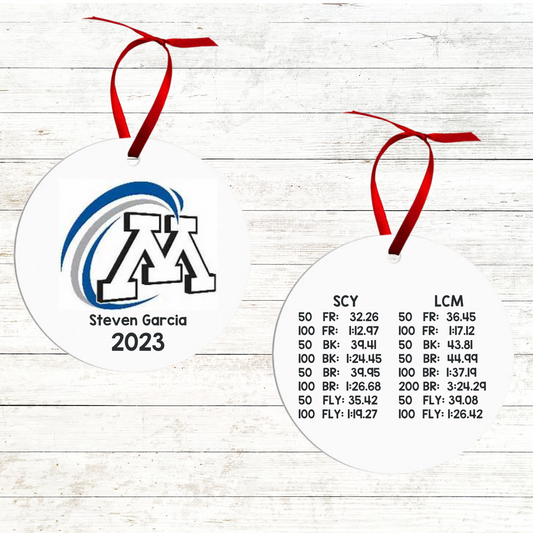 Personalized Swimmer Christmas Ornament - Includes Best Swim Times 2023 - Minnetonka