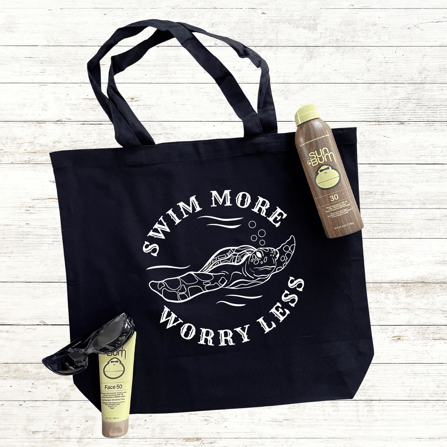 Swim More Worry Less Tote