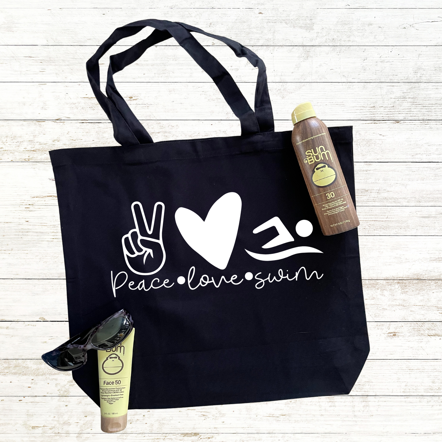 Peace * Love * Swim Tote Bag