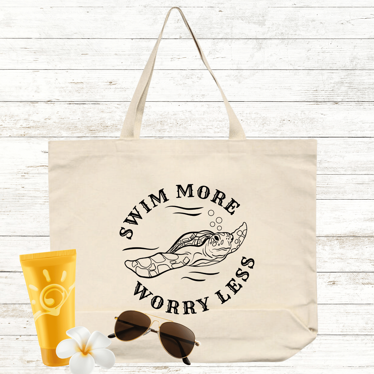 Swim More Worry Less Tote