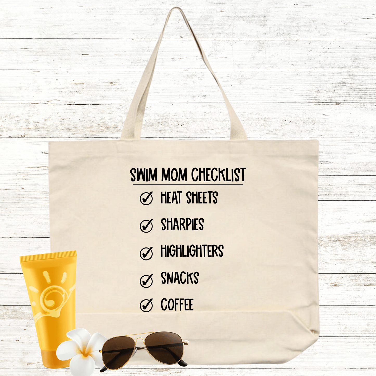 Swim Mom Checklist Tote