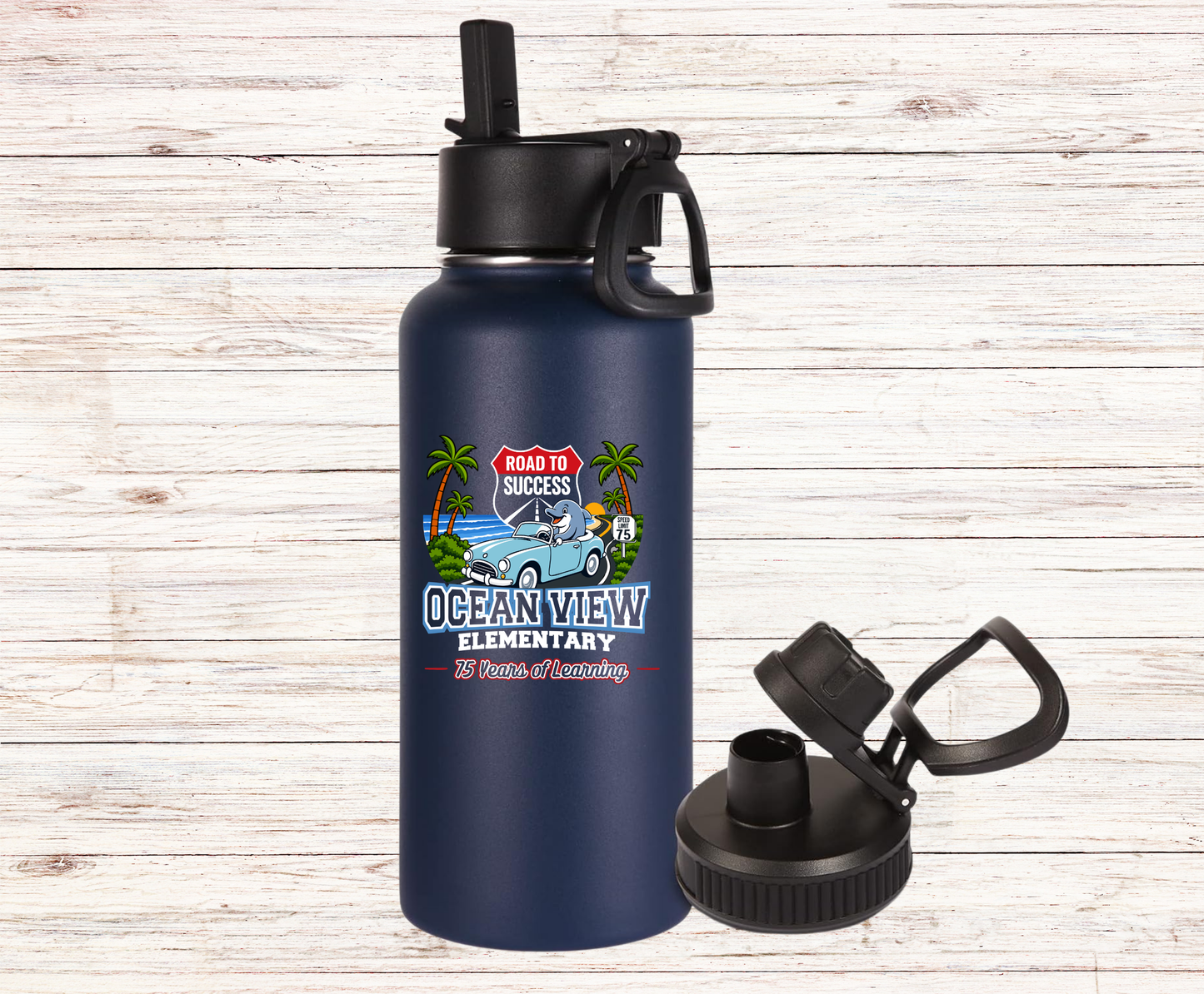 Ocean View Elementary 2026-2027 Road to Success Water Bottle – 32 oz Personalized