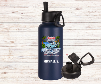 Ocean View Elementary 2026-2027 Road to Success Water Bottle – 32 oz Personalized