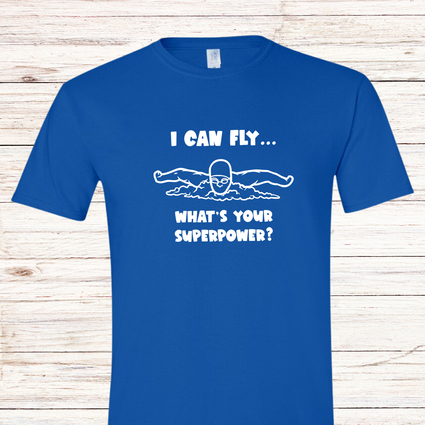 CLEARANCE: I can fly.. what is your superpower? Youth Crewneck Tee (Size M)