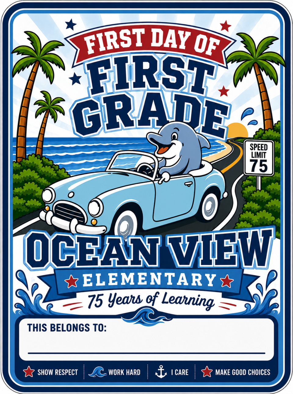 First Day of First Grade Bag Tag – Ocean View Bag Tag Collection