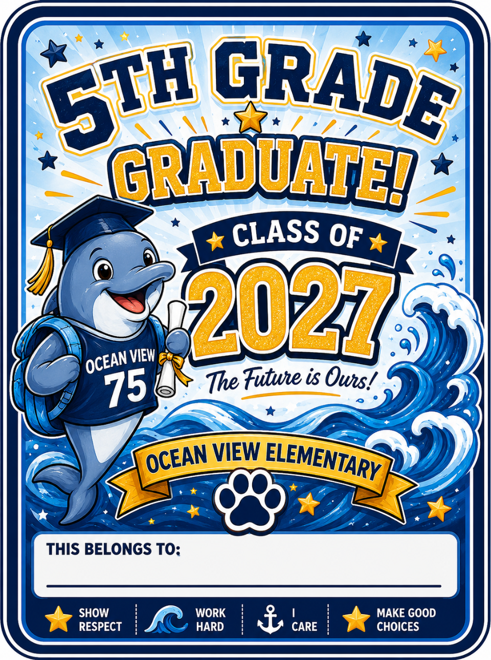 5th Grade Graduate – Class of 2027 Bag Tag