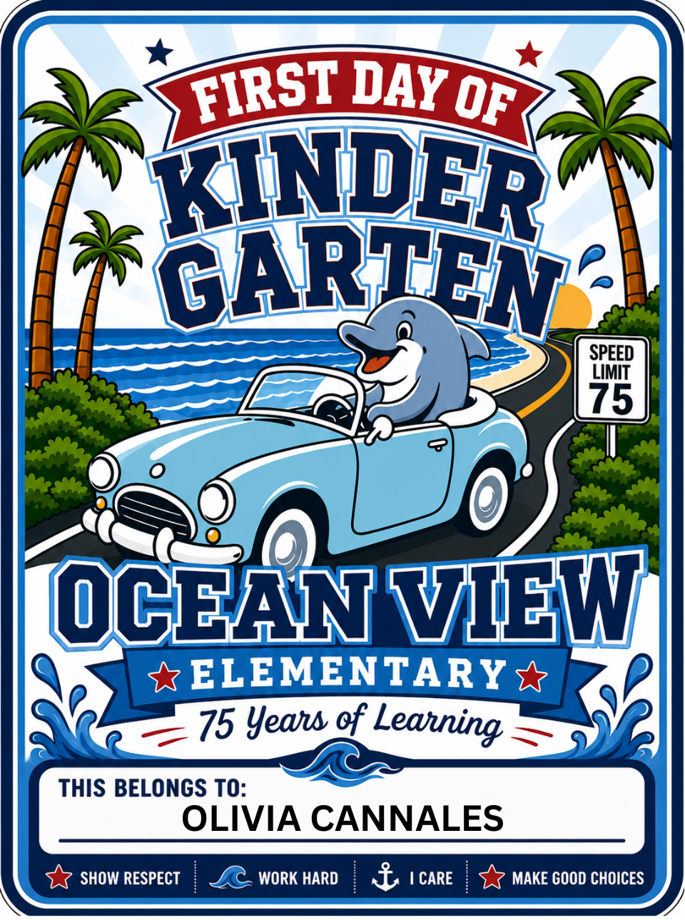 First Day of Kindergarten Bag Tag – Ocean View Pride Collection