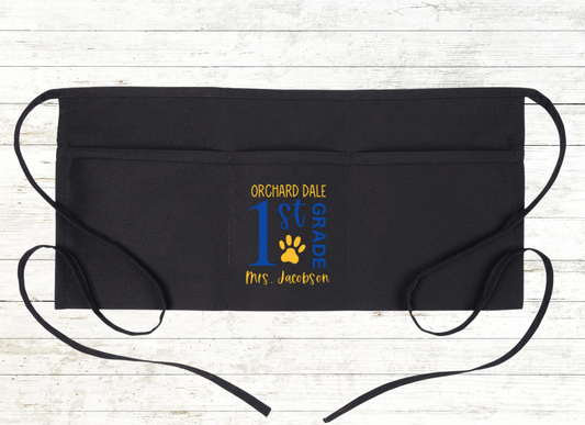 Personalized Teacher Apron with pockets: School Logo / Pawprint