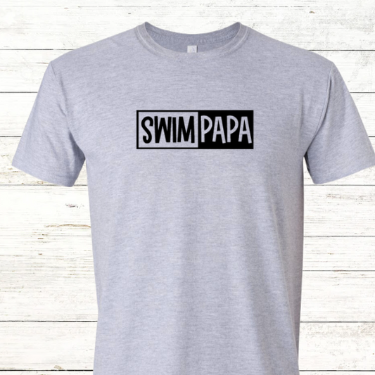 Swim Papa Shirt Adult Crewneck Tee (Black Font)