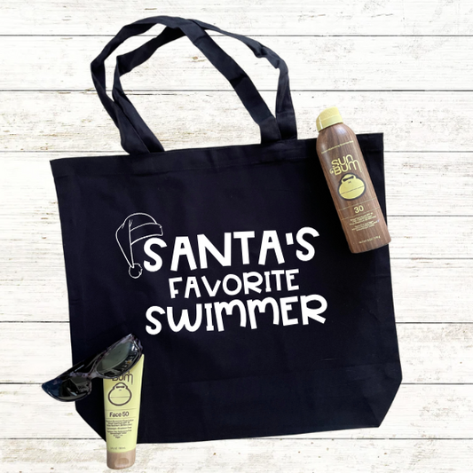 Santa's Favorite Swimmer Small Cap Tote Bag