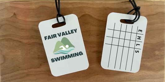 Reusable swim meet heat tags with personalization Option: Fair Valley