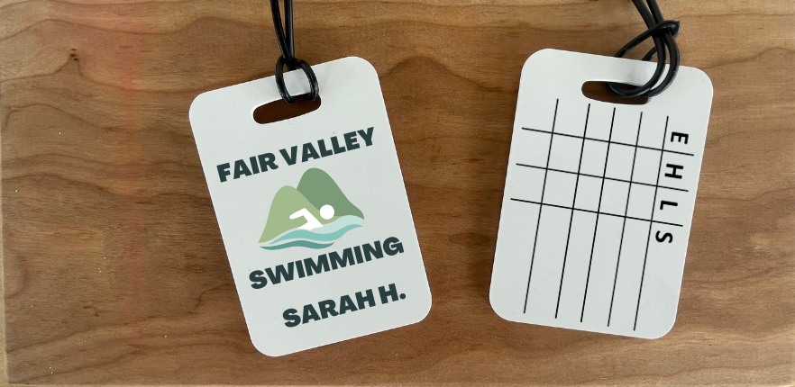 Reusable swim meet heat tags with personalization Option: Fair Valley