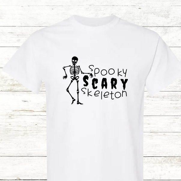 Spooky Skeleton - Adult Crewneck Halloween Tee