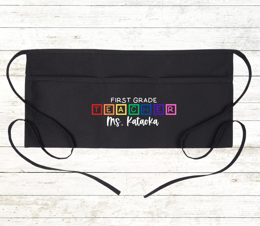 Personalized Teacher / School Apron with pockets: Color Blocks