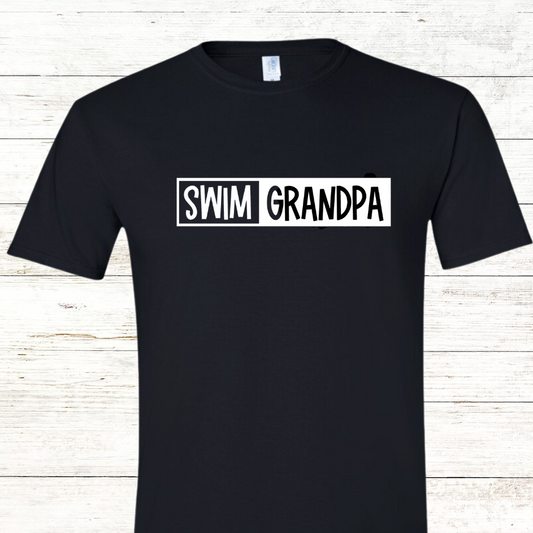 Swim Grandpa - White Text -  Adult Crewneck Tee