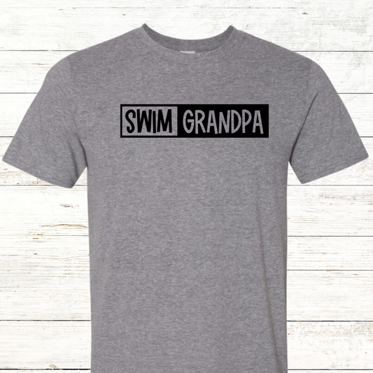 Swim Grandpa - Black Text -  Adult Crewneck Tee