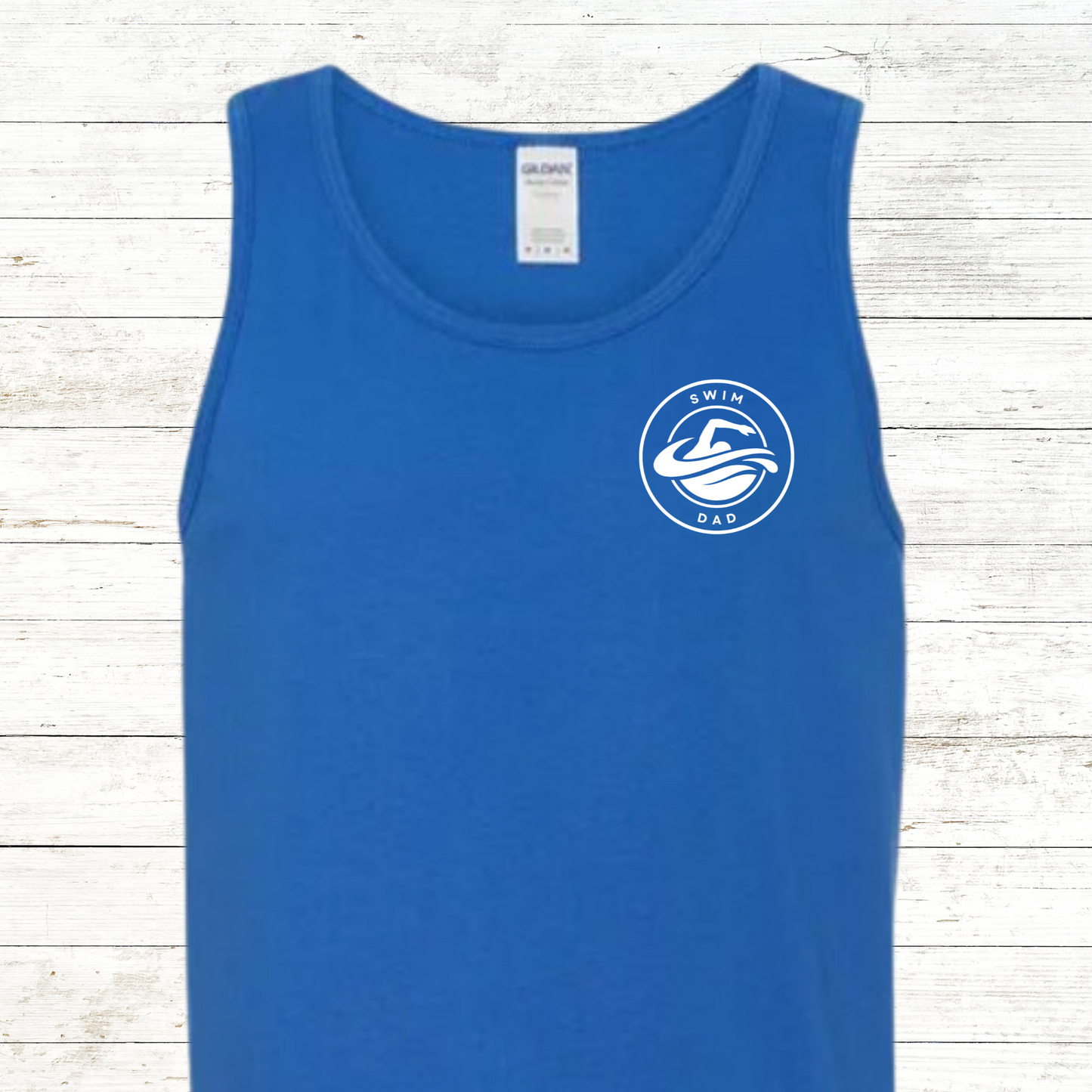 Swim Dad Freestyle Tank Pocket Logo