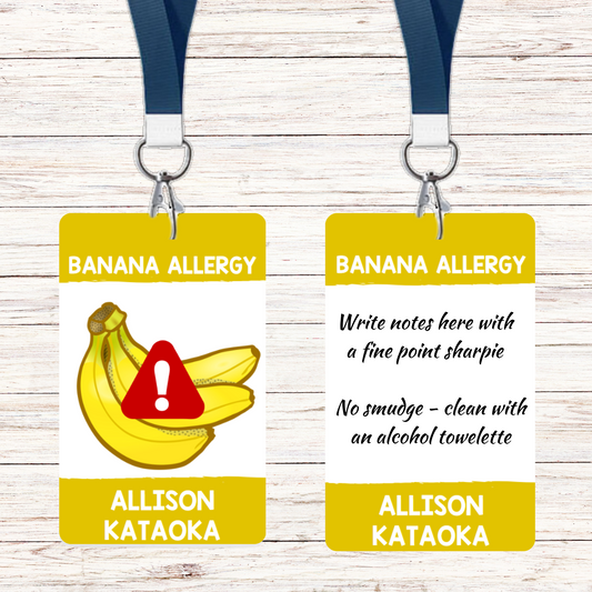 Food Allergy Lunchbox Tag: Banana (Set of 2)