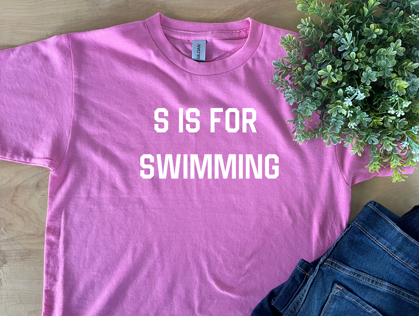 S is for Swimming Youth Crewneck Tee