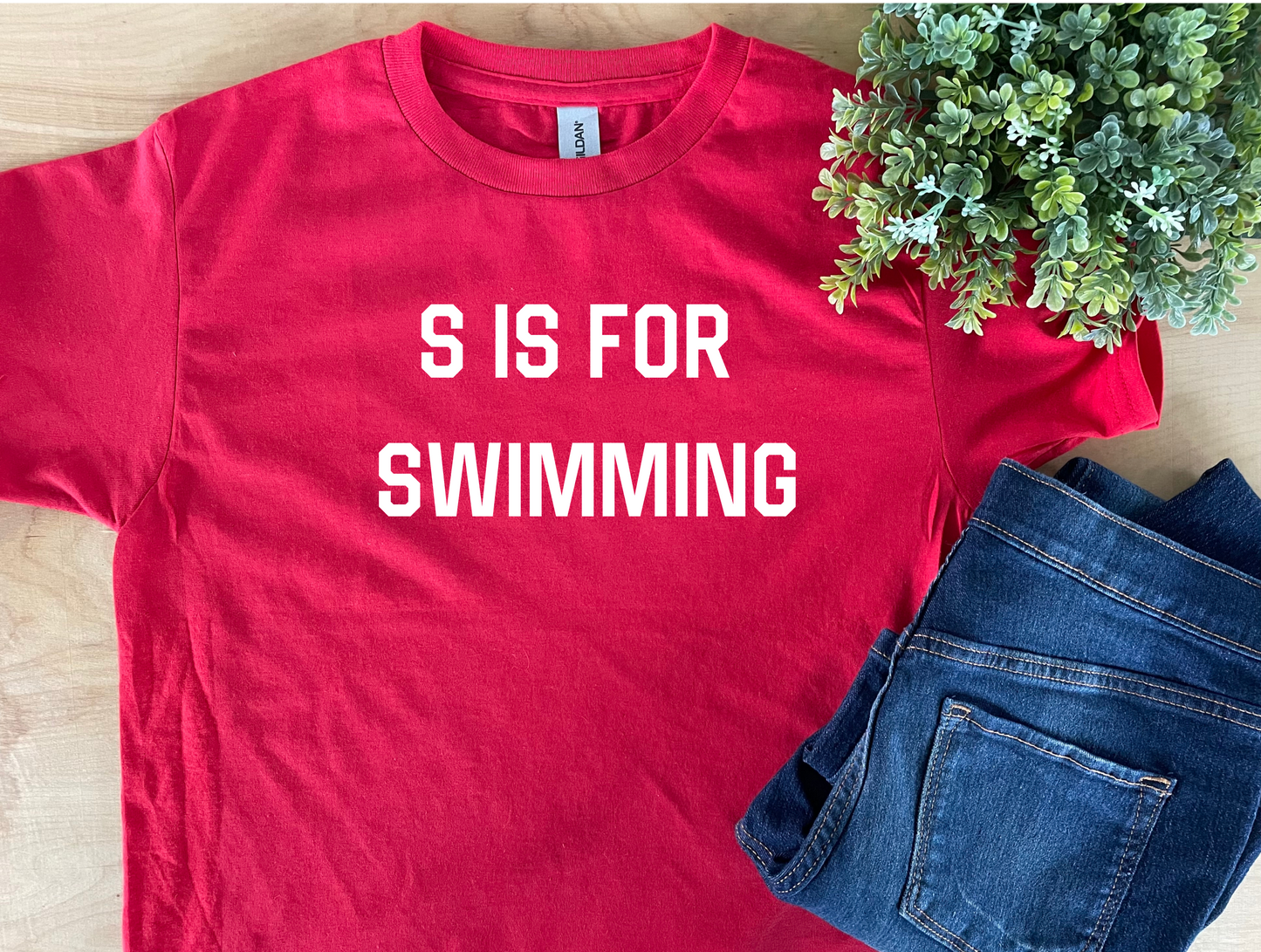 S is for Swimming Youth Crewneck Tee