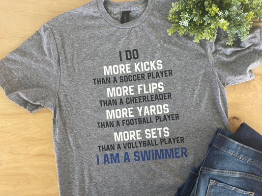 Kicks, Flips, Yards, & Sets : Swimmer Adult Crewneck Tee