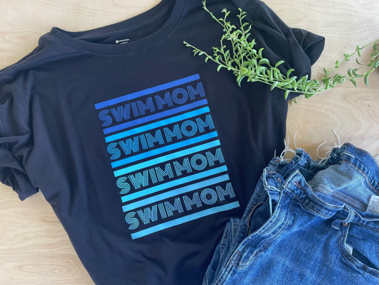 Swim Mom - Swim Mom -  Adult Crewneck Swimmer Tee