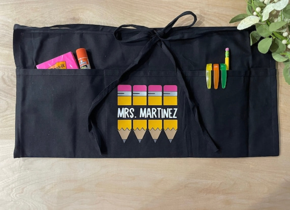 Personalized Teacher Apron with pockets: Pencils