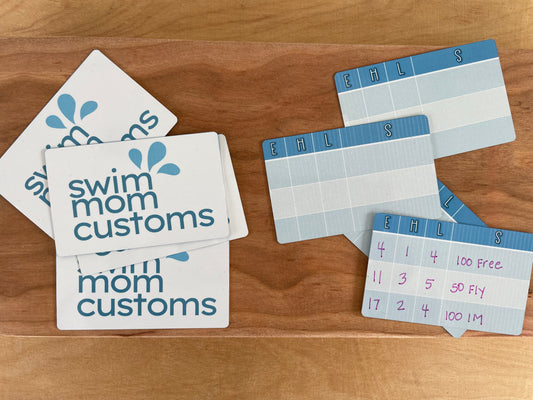 Disposable Heat Sheet Table Cards 5pk. with Hole Punch Option - Heat, Lane, Stroke for Swim Meet