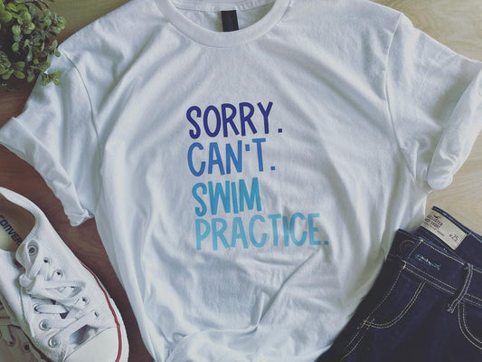 Sorry. Can't. Swim Practice. Adult Crewneck Tee