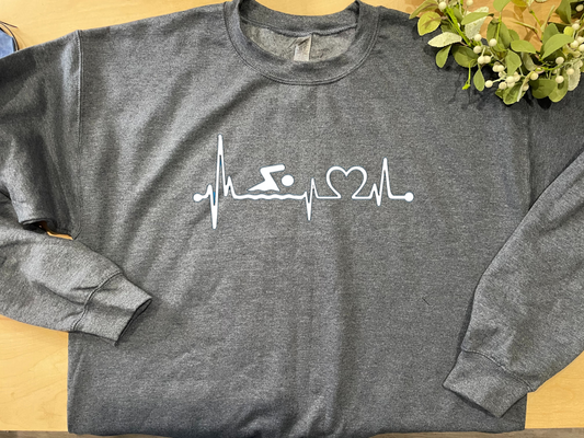 Swimmer Love Heartbeat Sweatshirt